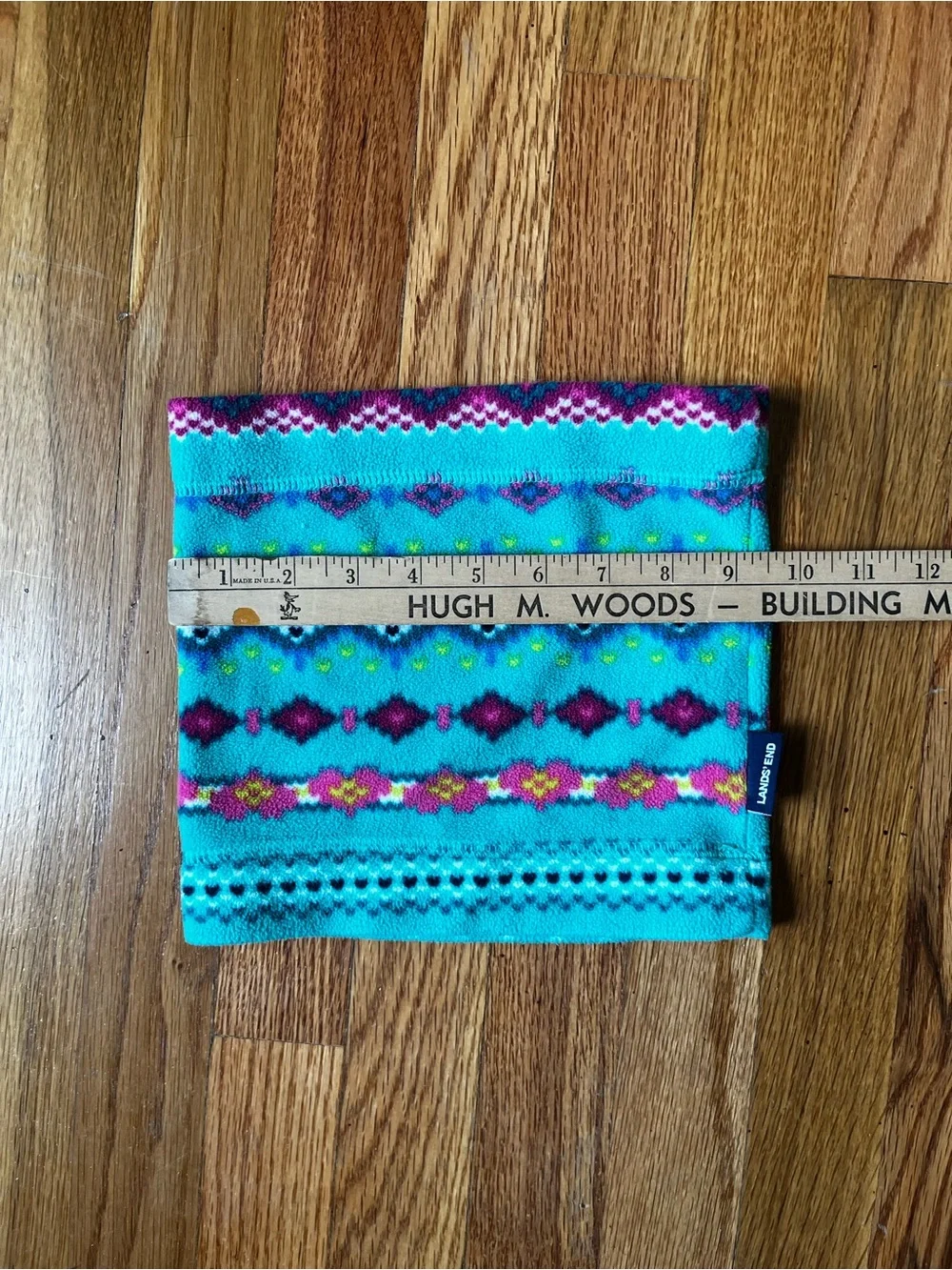 Lands' End Kids Turquoise Neck Warmer with Purple and Yellow Accents